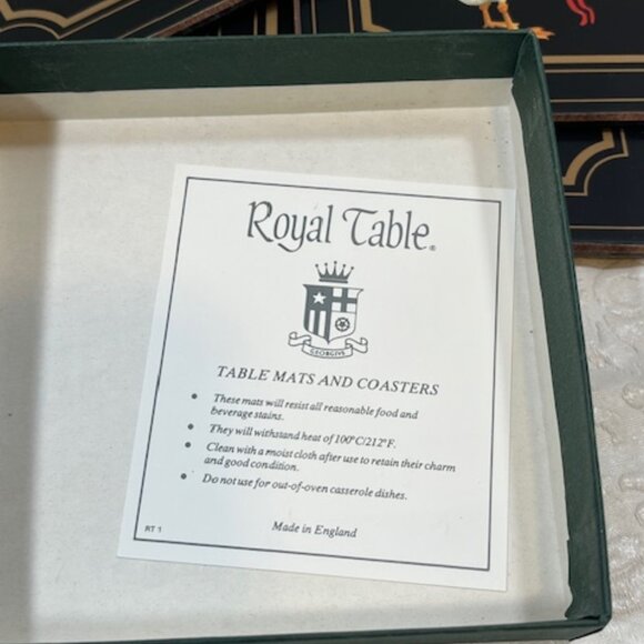 VTG Set of 4 Christmas Goose w/Wreath Coasters Cork Backing 4.25"x4.25" - Picture 6 of 7